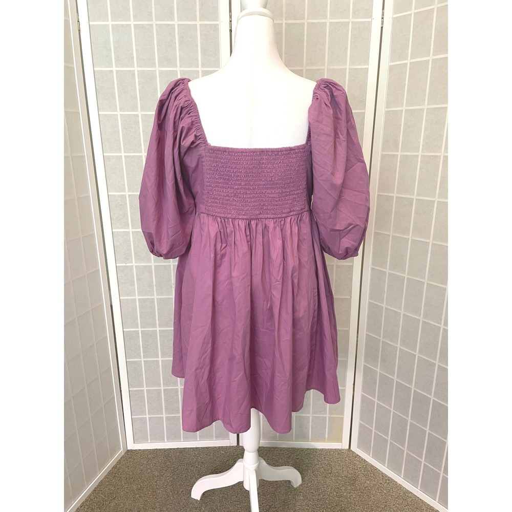 Abercrombie NEW Emerson Mini Dress Purple Cotton Blend XL Coquette Cottage Boho - Picture 4 of 8
